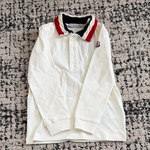 Moncler Toddler girl White Long-Sleeve Polo with Red & Navy Collar size 3A